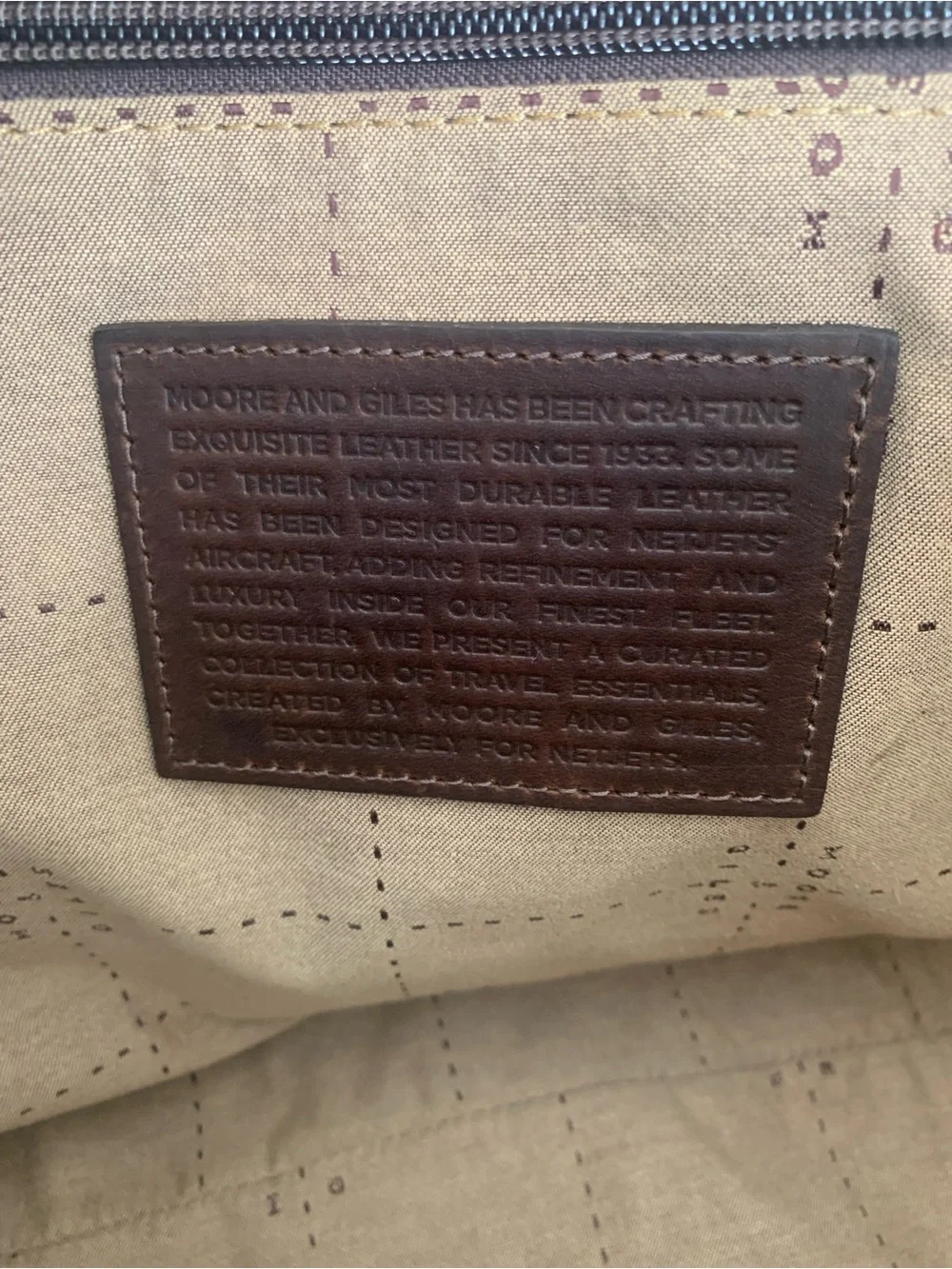 Moore & Giles for NetJets Booker Cabin Brown Leather Duffle Bag Carry On